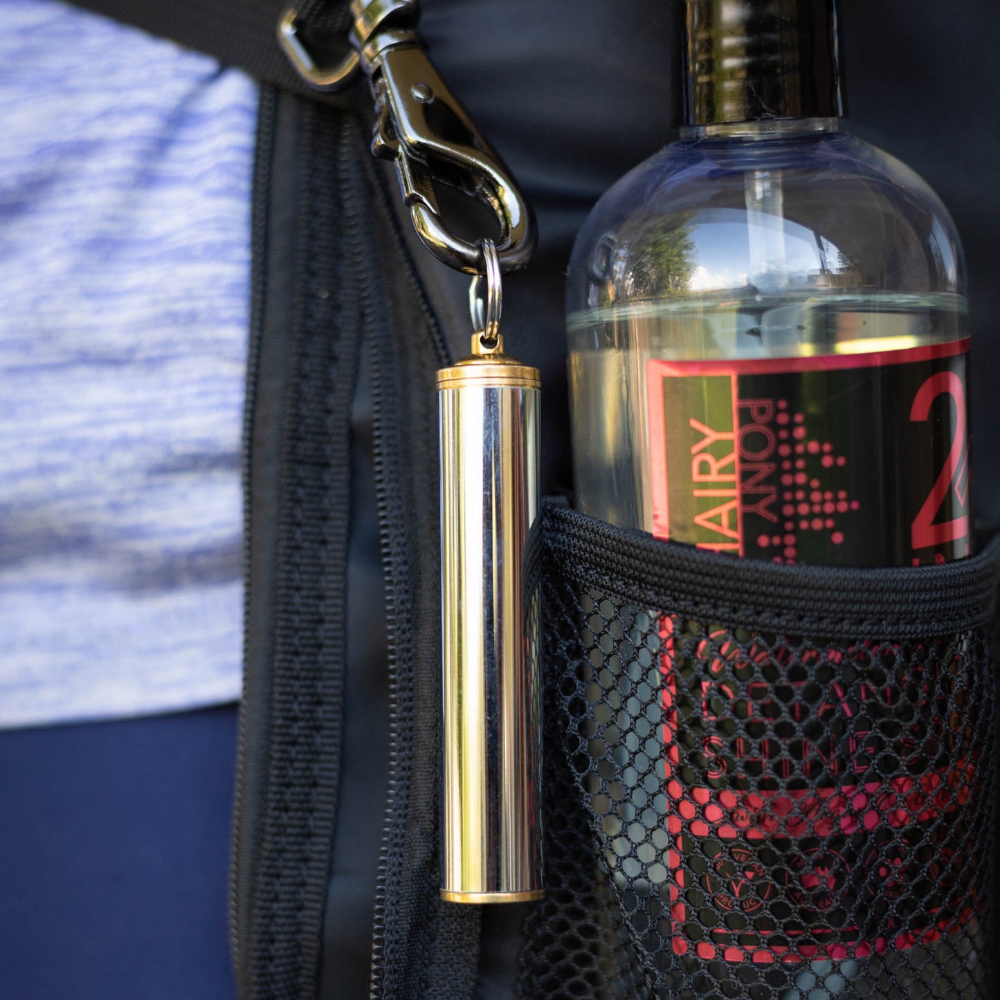 Horse Plaiting Needle Container clipped to a plaiting apron