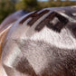 The letters "HP" in a pattern on a horse rump