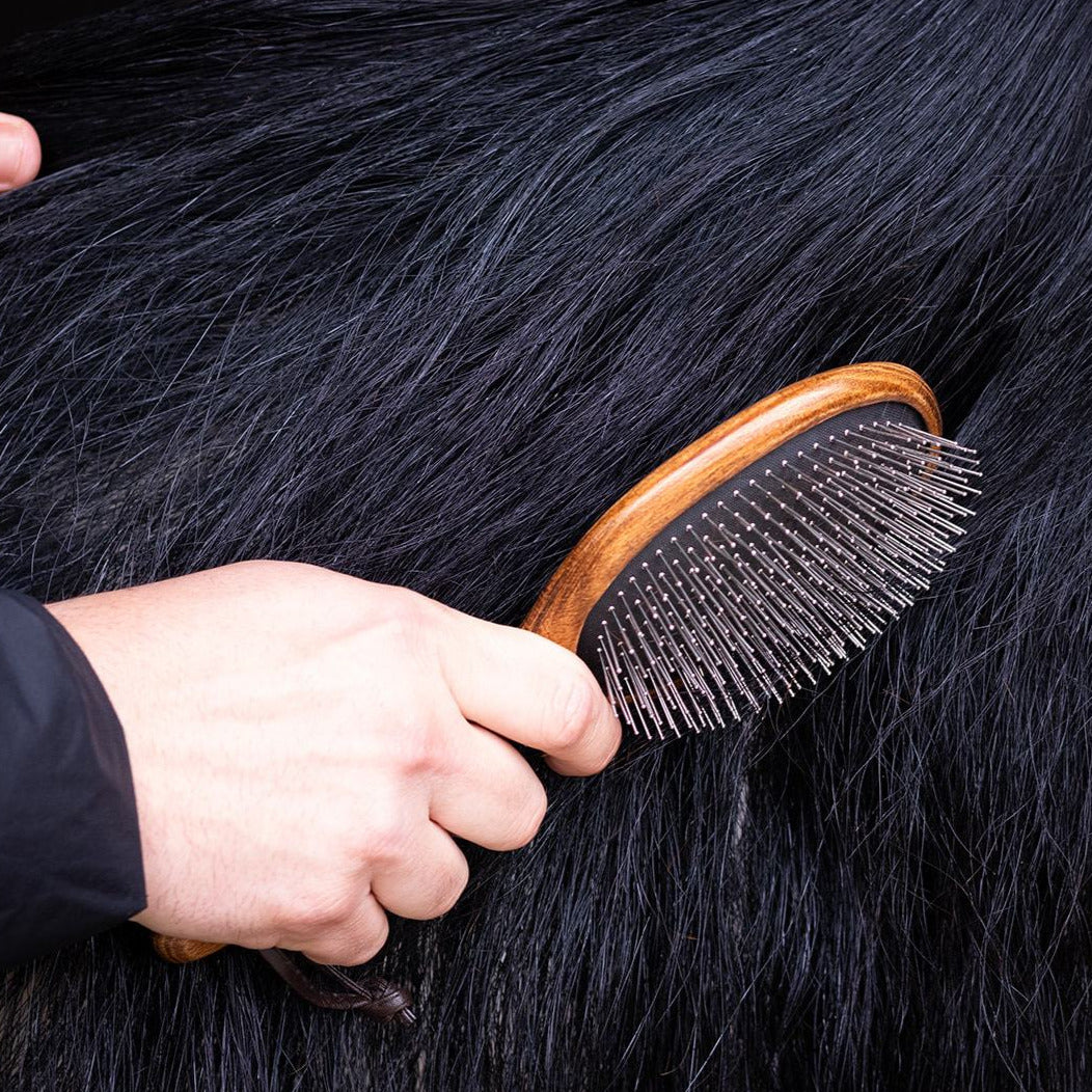 The Hairy Pony Mane and Tail Brush and a horses tail.